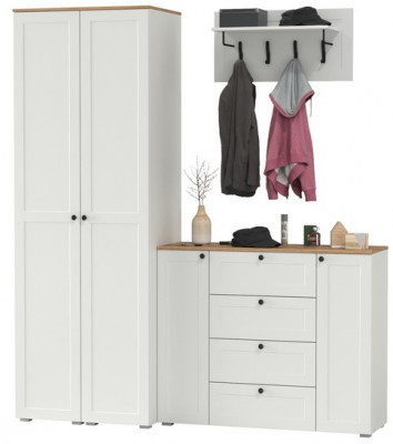 Остин Прихожая 33, белый шагрень/дуб крафт золотой