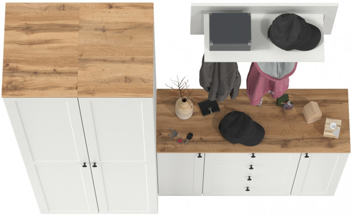 Остин Прихожая 33, белый шагрень/дуб крафт золотой