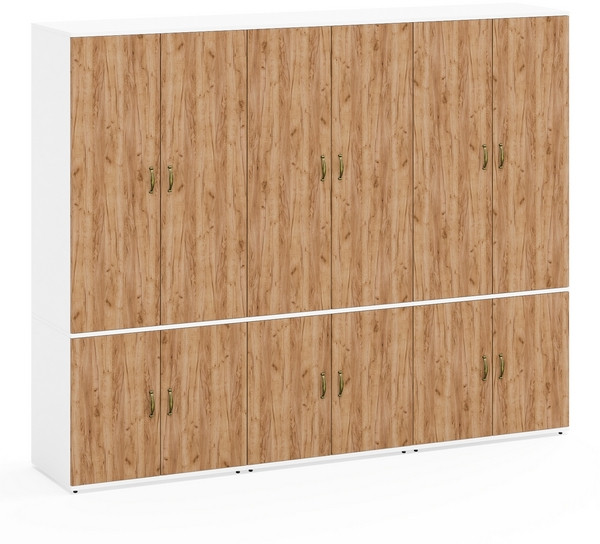 Лидер-8 Шкаф МД 19Б 3 шт., белый шагрень/крафт золото