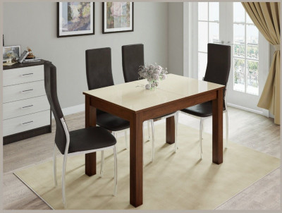 Стол обеденный Бруно 1000х600 орех шоколадный/лакобель ваниль