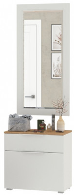 Октава Прихожая 38, цвет белый шагрень/дуб крафт золотой/фасады МДФ белый шагрень, ШхГхВ 64,9х35,4х197 см.