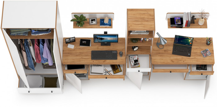 Вуди Компоновка № 30, белый премиум/дуб крафт золотой