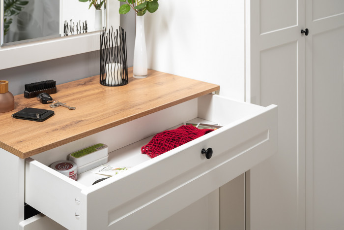 Остин Прихожая 10, цвет белый шагрень/дуб крафт золотой, ШхГхВ 120х54,3х229,6 см., универсальная сборка