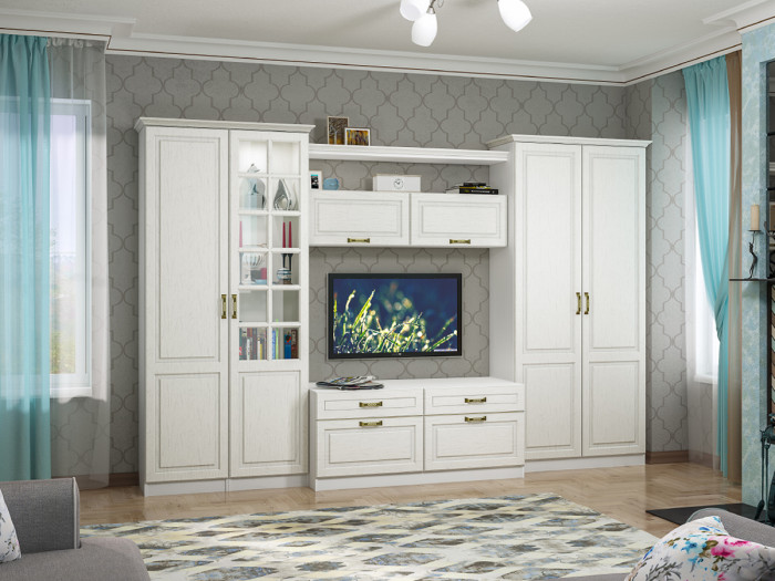 Ливерпуль Шкаф навесной, ясень ваниль/белый