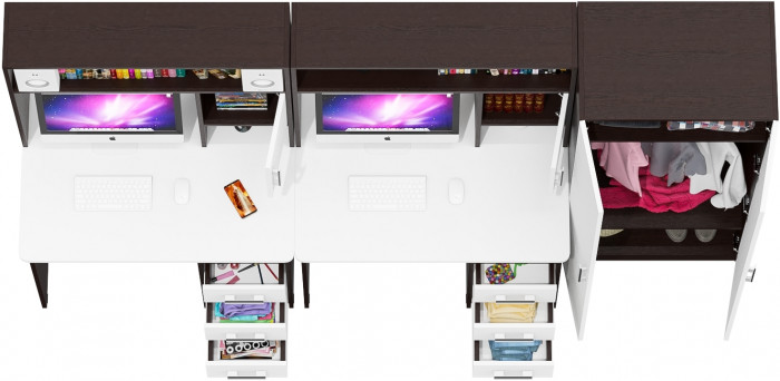 С-МД-СК9 Компоновка № 05, цвет венге/белый шагрень, ШхГхВ 274х70х160 см., НЕ универсальная сборка