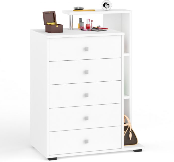 Камелия спальня № 11 Кровать с ящиками 1800 + Две тумбы + Комод + Шкаф 4-х створчатый, цвет белый, сп.м. 1800х2000 мм., б/м, основание есть