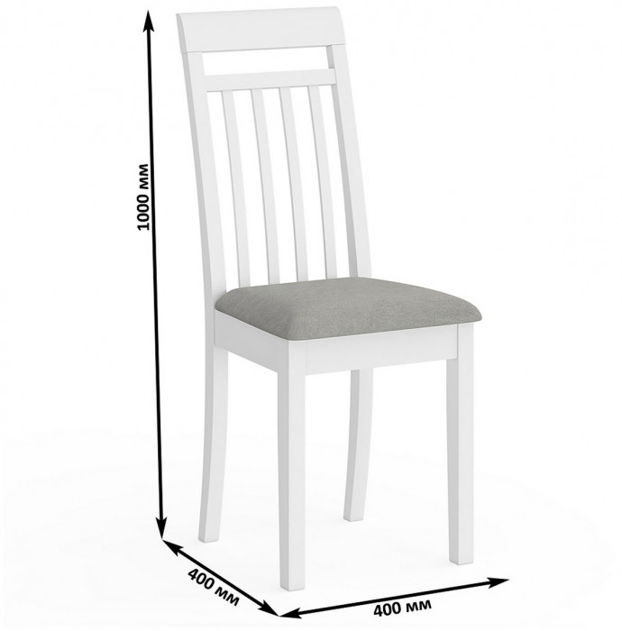 Два стула Мебель--24 Гольф-11 разборных, цвет белый, обивка ткань велюр серый 63, ШхГхВ 40х40х100 см., от пола до верха сиденья 47 см.