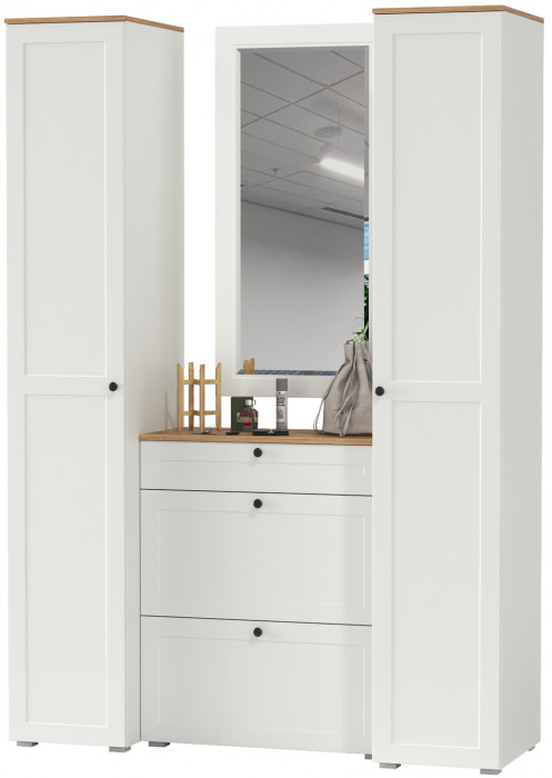 Остин Прихожая 34, белый шагрень/дуб крафт золотой