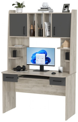 Стол рабочий 6-0604дкс/граф Бета, дуб крафт серый/графит