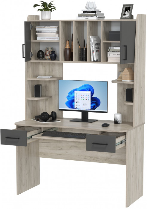 Стол рабочий 6-0604дкс/граф Бета, дуб крафт серый/графит