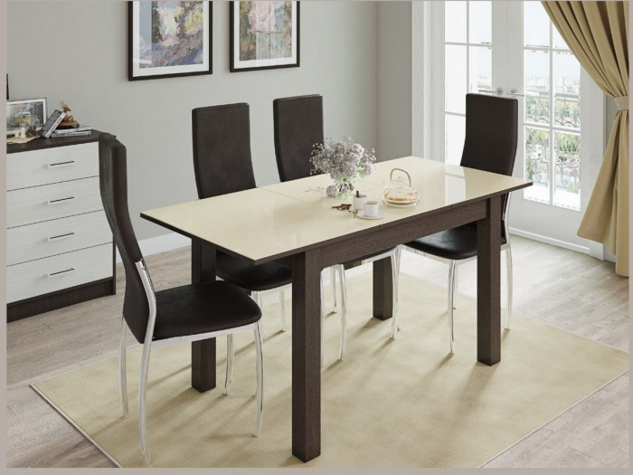 Стол обеденный Бруно 1100х700 венге/лакобель ваниль