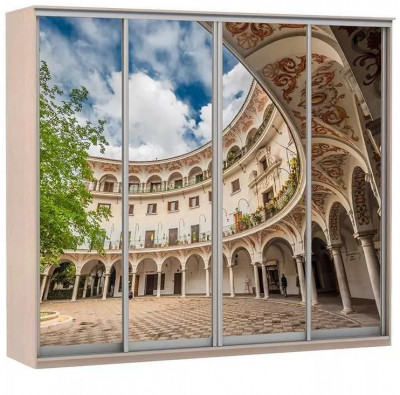 Шкаф купе Модерн 2362х600 4-х дверный 4-х секционный фотопечать №2 ясень