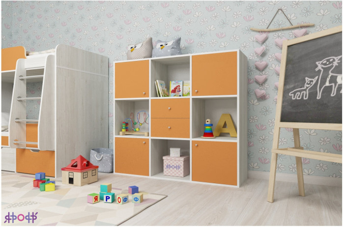 Стеллаж Джери (Винтерберг/Оранжевый)