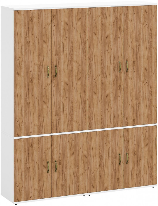 Лидер-8 Шкаф МД 20Б 2 шт., белый шагрень/крафт золото