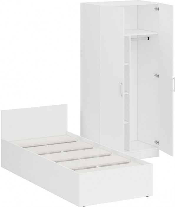Кровать 0900 + Шкаф 2-х створчатый Стандарт, цвет белый, ШхГхВ 93,5х203,5х70 + 90х52х200 см., сп.м. 900х2000 мм., без матраса, основание есть