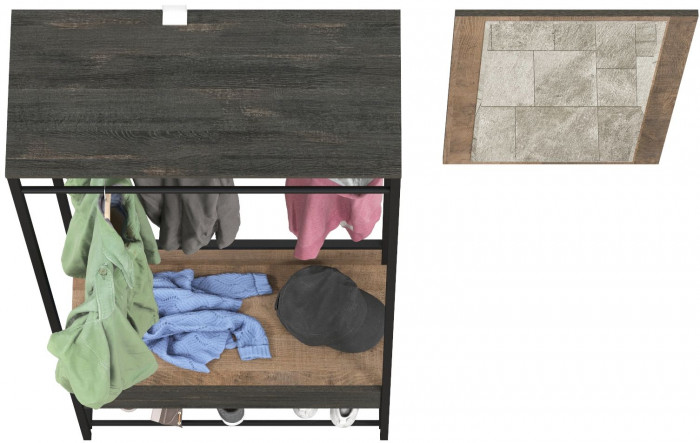 Трувор 15.120 Прихожая + 15.30 Зеркало, цвет дуб гранж песочный/интра, ШхГхВ 130х36,6х194,2 см., универсальная сборка