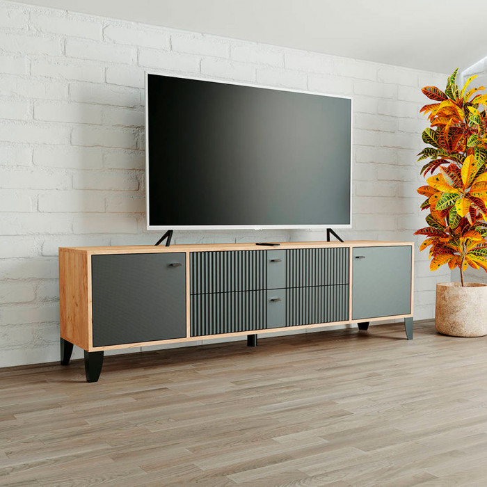 Тумба ТВ Парус-10 дуб крафт золотой/карбон вулкан