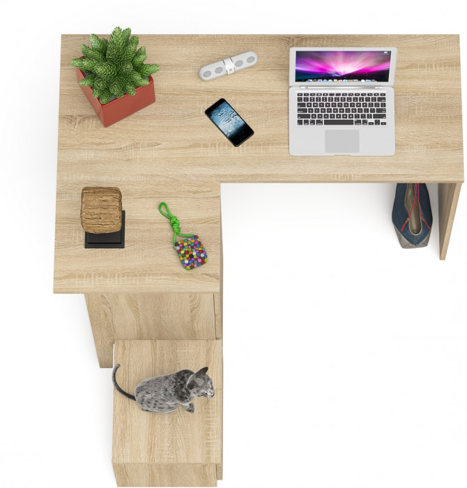 Мори компьютерный стол МС-16 левый + Тумба ТМП400.1, дуб сонома