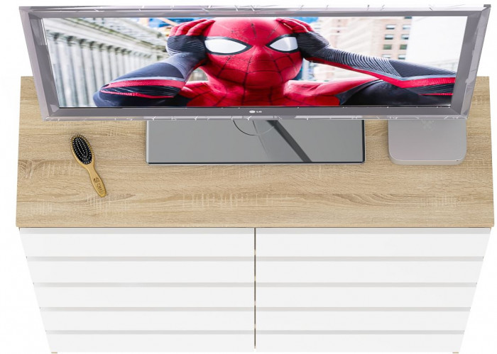 Мори Комод МК1200.10, цвет дуб сонома/белый, ШхГхВ 120,4х41х115 см.