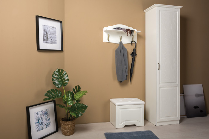 Ливерпуль Шкаф 13.27, цвет ясень ваниль/белый, ШхГхВ 50х54,1х220,3 см., универсальная сборка, подходит карниз 500С #1021700