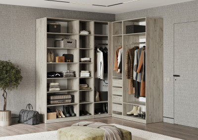 Гардеробная Ларго Вариант №3, Крафт серый (без фасадов)