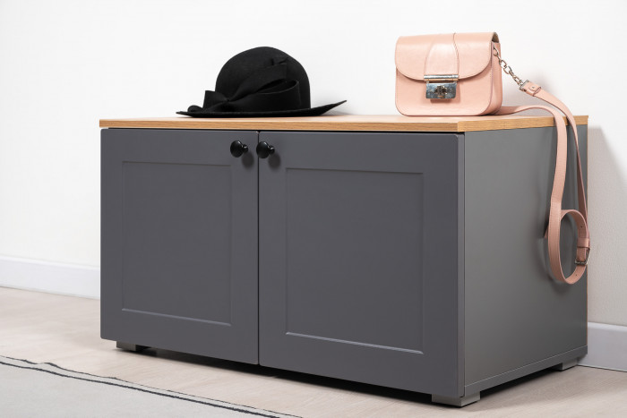 Остин 13.257 Тумба + 15.12 Вешалка, цвет серый графит/дуб крафт золотой, ШхГхВ 80х41,9х210 см.