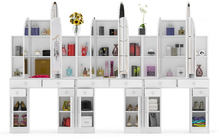 Три туалетных столика Трельяжа МД №2, белый шагрень