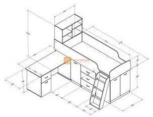 Детская кровать-чердак Дюймовочка-1, Дуб молочный / Оранжевый