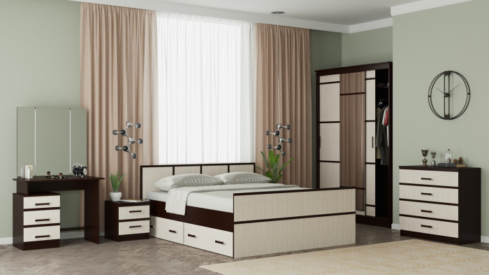 Тумба прикроватная с ящиками Сакура, венге/лоредо