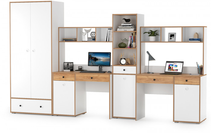 Вуди Компоновка № 32, белый премиум/дуб крафт золотой