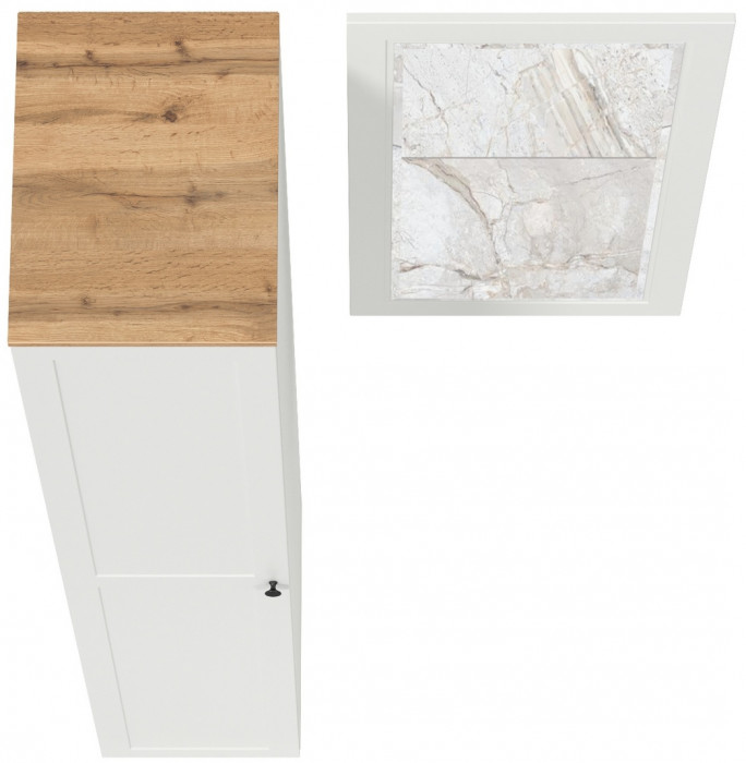 Остин Прихожая 12, цвет белый шагрень/дуб крафт золотой, ШхГхВ 99,5х54,3х229,6 см., универсальная сборка