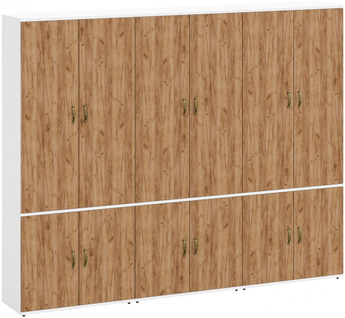Лидер-8 Шкаф МД 20Б 3 шт., белый шагрень/крафт золото