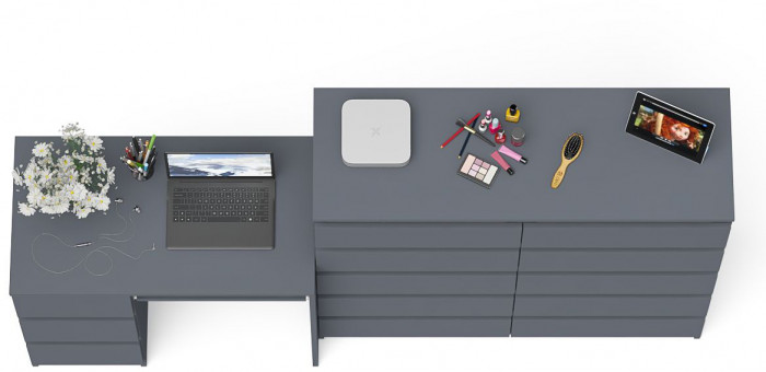 Мори компьютерный стол МС-6 левый + Комод МК1200.10, графит