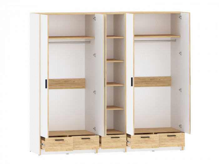 Спальня Оттавия 5 с зеркалами Белый / Дуб золотой