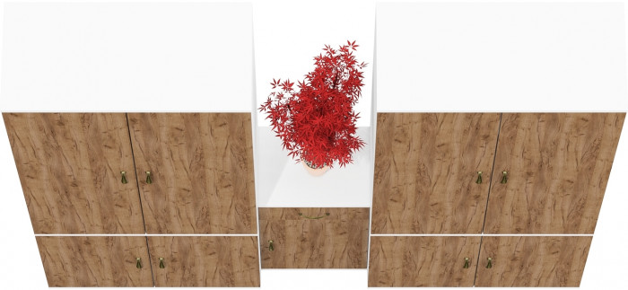 Лидер-8 Шкаф МД 20Б + Шкаф МД 20Б + Тумба МД 3.15, цвет белый шагрень/крафт золото, ШхГхВ 200х37,5х190 см., НЕ универсальная сборка