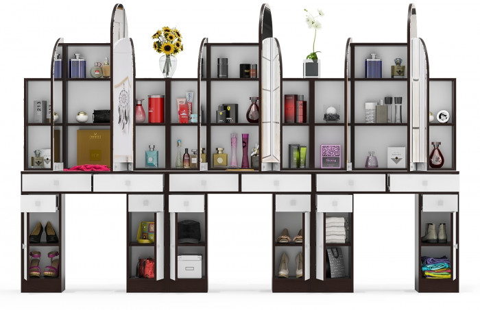 Три туалетных столика Трельяжа МД №2, венге/белый шагрень