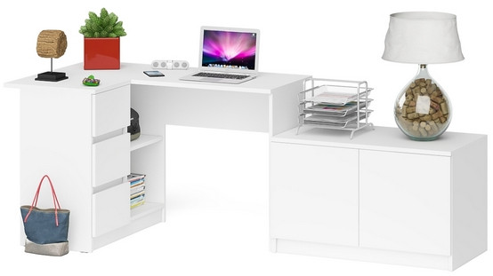 Мори компьютерный стол МС-16 левый + Тумба МА900.1, белый