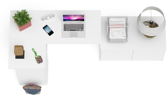 Мори компьютерный стол МС-16 левый + Тумба МА900.1, белый