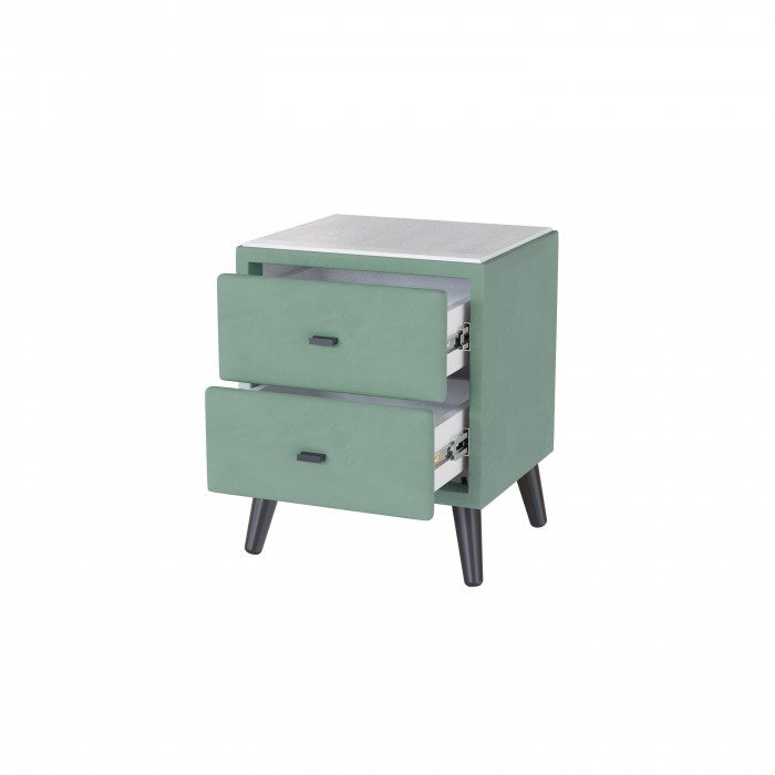 Тумба прикроватная интерьерная Пай мятный/мдф холст белый