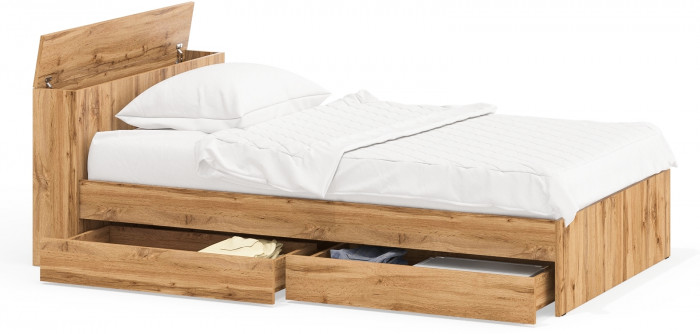 Ксения Кровать с ящиками 1200, дуб вотан
