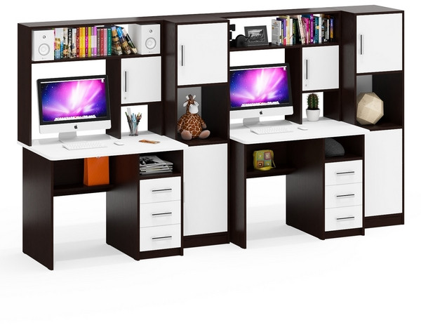 С-МД-СК9 Компоновка № 06, цвет венге/белый шагрень, ШхГхВ 290х70х160 см., НЕ универсальная сборка