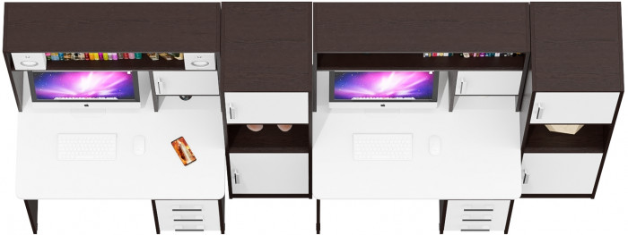 С-МД-СК9 Компоновка № 06, цвет венге/белый шагрень, ШхГхВ 290х70х160 см., НЕ универсальная сборка