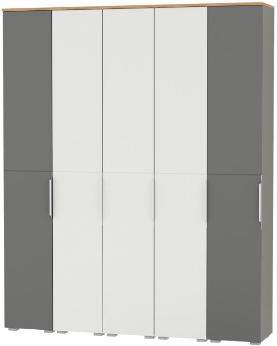 Октава Набор шкафов 48, белый шагрень/серый графит/дуб крафт золотой/фасады МДФ белый шагрень/серый графит