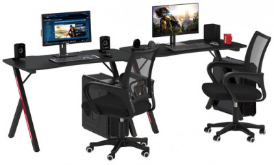 Два игровых стола Мебель--24 GT-2310 + два кресла компьютерных 103 чёрных, чёрный