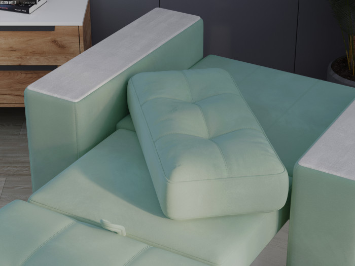 Кресло-кровать Виконт, Мятный/Холст белый МДФ