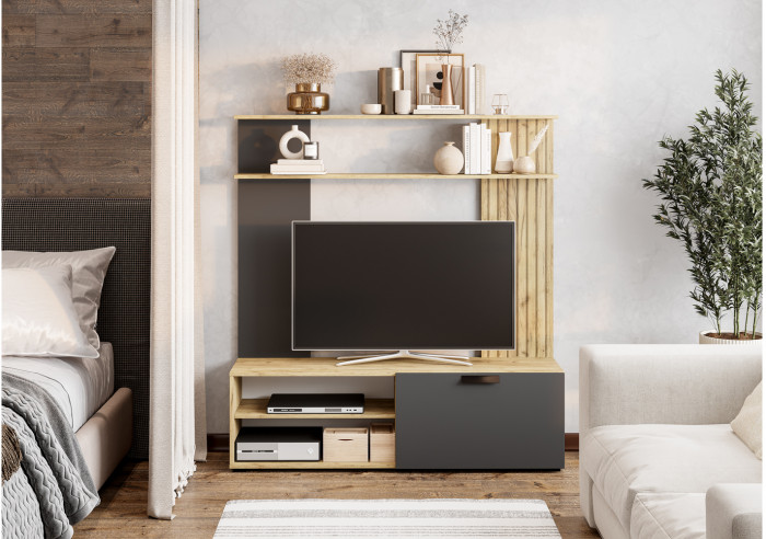 Стенка в гостиную Мишель 1 ГС-05, Крафт;графит