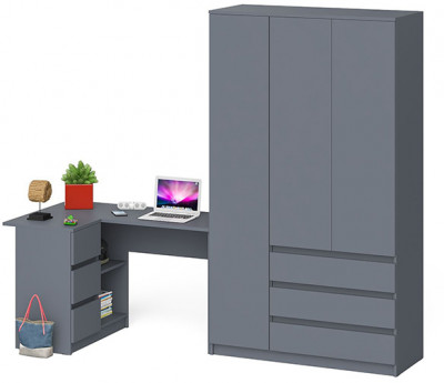 Мори компьютерный стол МС-16 левый + Шкаф МШ1200.1, графит