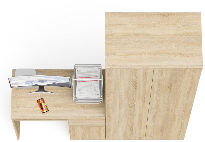 Мори Стол компьютерный МС-1 правый + Шкаф МШ800.1, цвет дуб сонома, ШхГхВ 170,4х50,4х209,6 см., выдвижной ящик справа, НЕ универсальная сборка