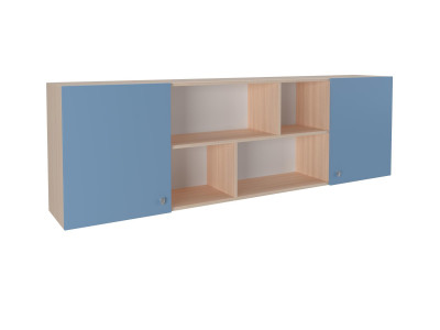 Полка надкроватная Дуб молочный/Голубой