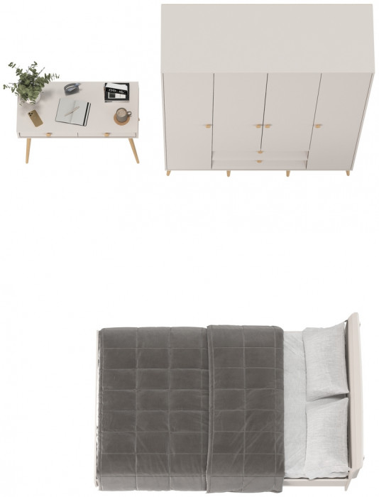 Афина Спальня 14-1200, цвет кашемир серый, сп.м. 1200х2000 мм., б/м, основание есть - фанера